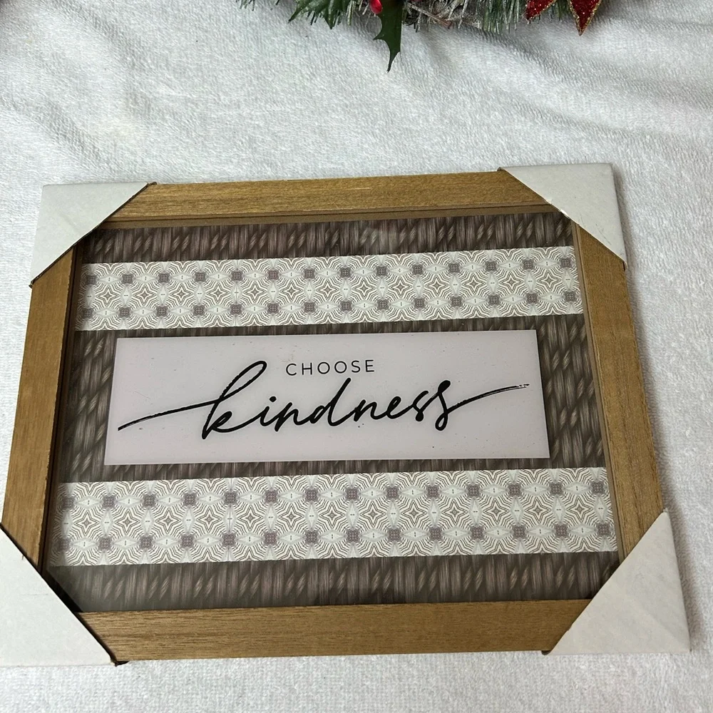 Choose Kindness Glass Framed Wall Art - Brown